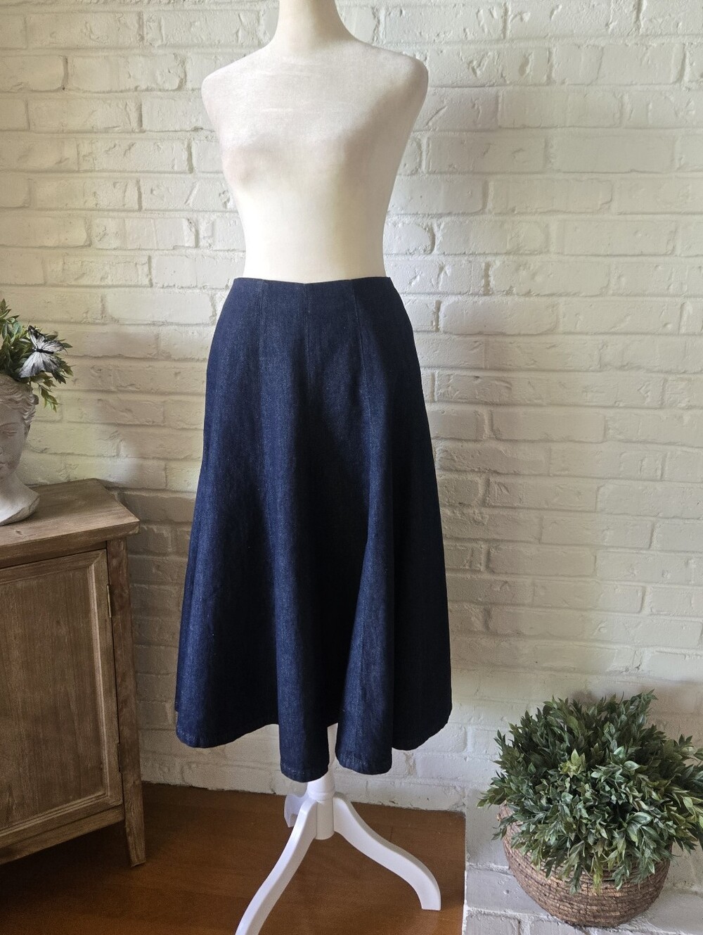 NWT Madewell 100% Cotton Denim A Line Skirt, Dark Rinse Wash, 6/8, S/M